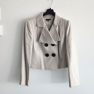 J Michaels Silver Double Breasted Formal Jacket, Cropped Style